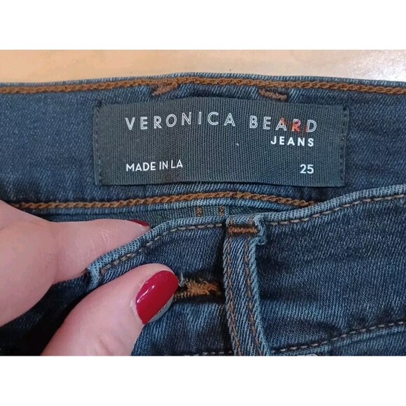 Veronica Beard Denim Carly Kick Flare High Rise Jeans In Dark Ink Blue Wash 25 - Picture 4 of 8